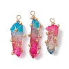Copper Wired Electroplated Natural Quartz Crystal Pendants PALLOY-JF02626-04-1