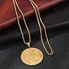 201 Stainless Steel Flat Round with Arabic Pendant Box Chain Necklaces for Women Men LS-NJEW-R013-03G-3