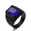316L Stainless Steel & Cubic Zirconia Men's Vintage Carved Finger Rings FS-WG82D33-70-1