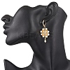 Flower with Cross 304 Stainless Steel Earrings Glass Seeds Leverback Earrings EJEW-MZ00507-4