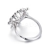Adjustable Rhodium Plated 925 Sterling Silver Finger Ring Components STER-F048-01P-3