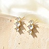 Brass Micro Pave Clear Cubic Zirconia Stud Earrings EJEW-R016-26G-14-1