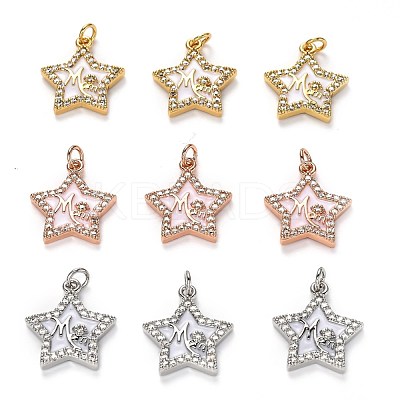 Brass Clear Cubic Zirconia Pendants KK-B028-05-B-1