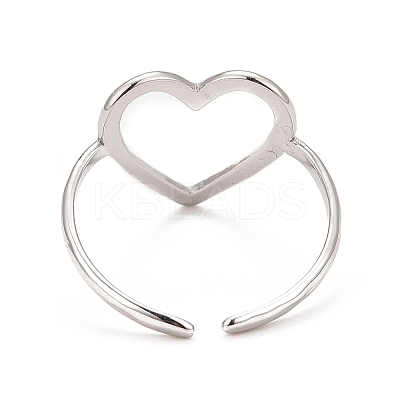 Non-Tarnish 304 Stainless Steel Open Heart Cuff Ring for Women X-RJEW-C025-22P-1