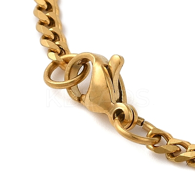 Brass Clear Cubic Zirconia Curb Chain Constellation Pendant Medal Necklaces for Women NJEW-U010-01G-04-1