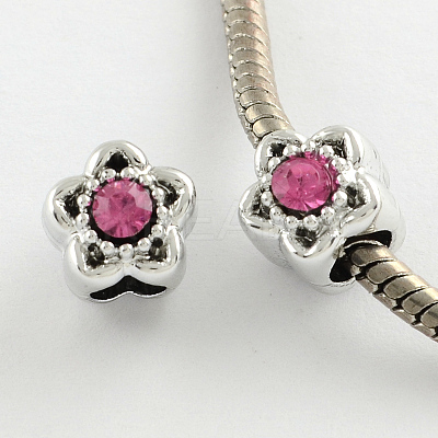 Alloy Rhinestone Star Large Hole European Beads MPDL-R036-65-1