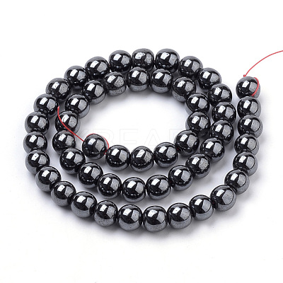 Non-magnetic Synthetic Hematite Beads Strands G-S259-44-6mm-1