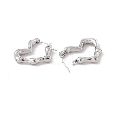 Non-Tarnish 304 Stainless Steel Heart Hoop Earrings for Women EJEW-I267-08P-1