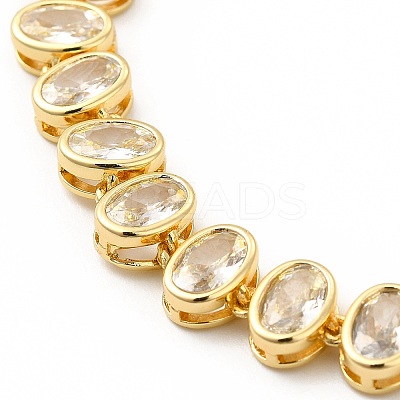 Clear Cubic Zirconia Oval Link Chain Bracelet BJEW-E073-04G-1