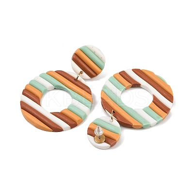 4 Pairs 4 Colors Polymer Clay Donut Dangle Stud Earrings with Iron Pins EJEW-FI0003-02-1