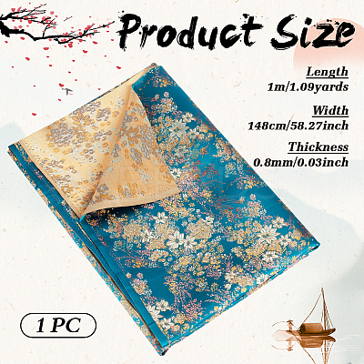 Chinese-style Flower Pattern Polyester Fabric for Clothing & Home Decor DIY-WH0622-735B-1