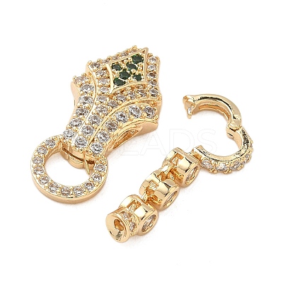Brass Micro Pave Cubic Zirconia Fold Over Clasps KK-S531-34G-1