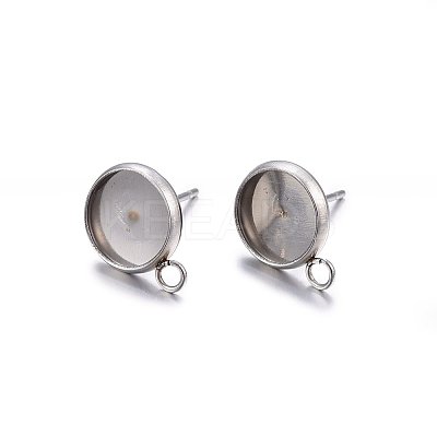Non-Tarnish 304 Stainless Steel Stud Earring Settings STAS-H467-08P-12mm-1