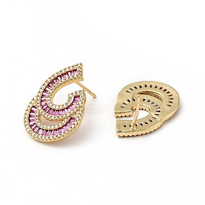Cubic Zirconia Teardrop Stud Earrings KK-E060-12G-1