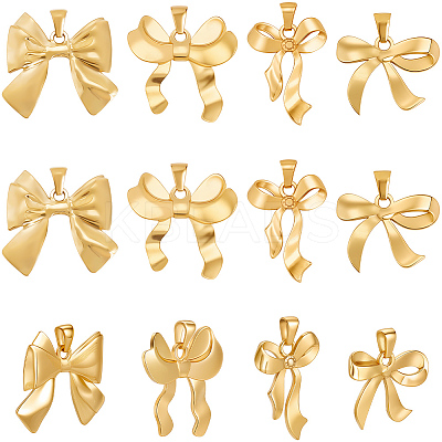 12Pcs 4 Styles 201 Stainless Steel Pendants STAS-BBC0007-31-1