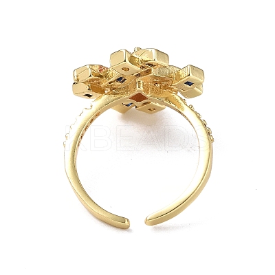 Cubic Zirconia Symbol # Open Cuff Ring RJEW-P046-01G-02-1