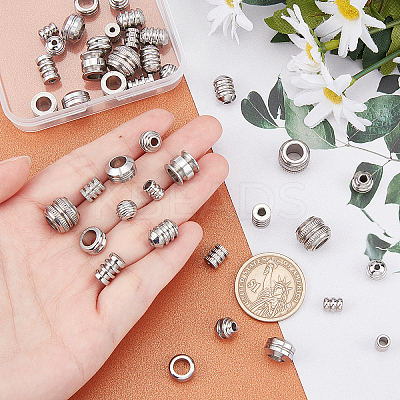 40Pcs 10 Style 304 Stainless Steel Beads STAS-DC0004-27-1
