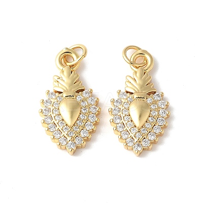 Brass Micro Pave Clear Cubic Zirconia Pendants ZIRC-I071-06G-1