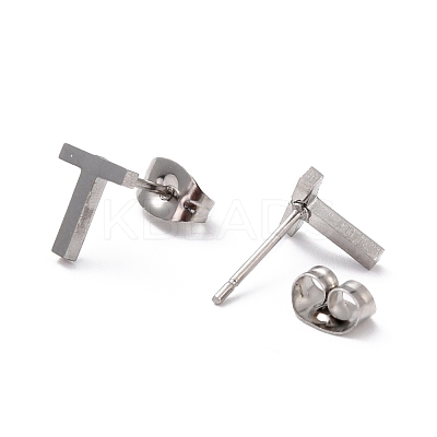 Tarnish Resistant 304 Stainless Steel Greek Alphabet Stud Earrings STAS-D007-07P-10-1
