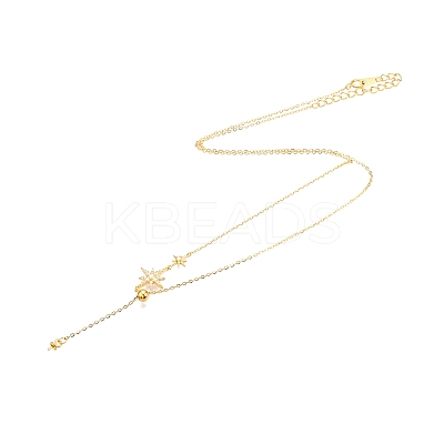 925 Sterling Silver Clear Cubic Zirconia Star Tassel Necklace Making STER-T007-106G-1