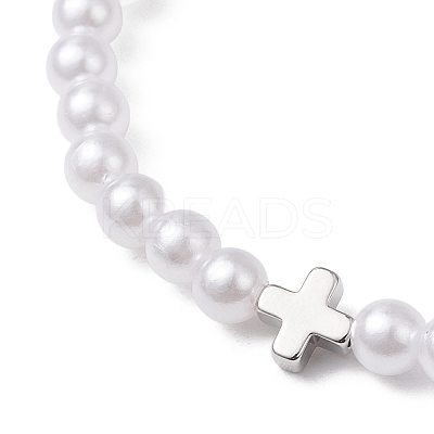 ABS Plastic Imitation Pearl Beads Stretch Bracelets BJEW-JB13207-1