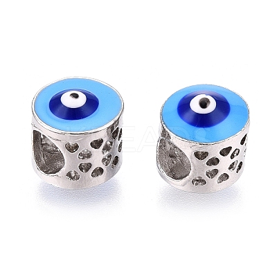 Brass Enamel European Beads KK-R053-10-1