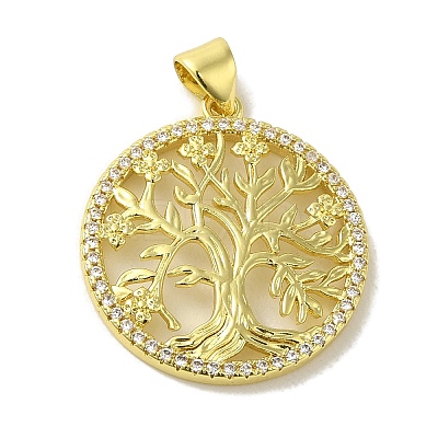 Brass Micro Pave Cubic Zirconia Pendants KK-Z042-25G-01-1
