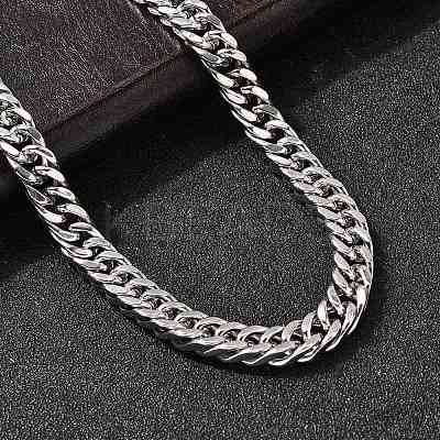 8MM 304 Stainless Steel Cuban Link Chain Necklaces for Men NJEW-B134-03A-P-1