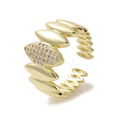 Brass Micro Pave Cubic Zirconia Open Cuff Ring RJEW-K256-47G-1
