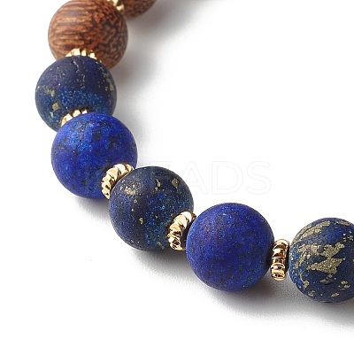 Natural Wenge Wood Stretch Bracelet for Men Women BJEW-JB06759-1