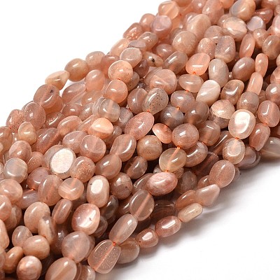 Natural Sunstone Smooth Nuggets Beads Strands G-J335-16-1