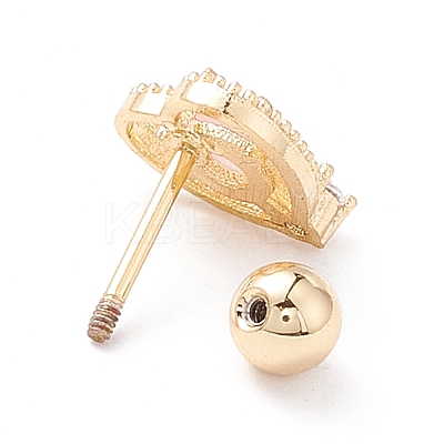 Heart Cat Eye Stud Earrings for Women LS-EJEW-A065-01G-1