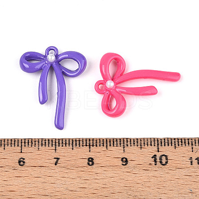 Rack Plating Spray Painted Alloy and ABS Imitation Pearl Pendants PALLOY-T090-44-1