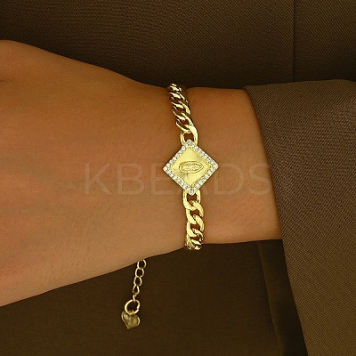 Virgin Marry Theme Brass Micro Pave Clear Cubic Zirconia Link Bracelets SO7559-2-1