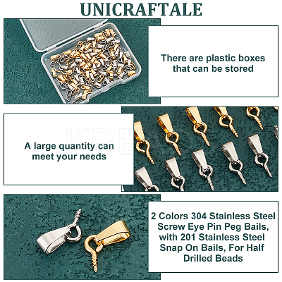 80Pcs 2 Colors 304 Stainless Steel Screw Eye Pin Peg Bails STAS-UN0060-43-1