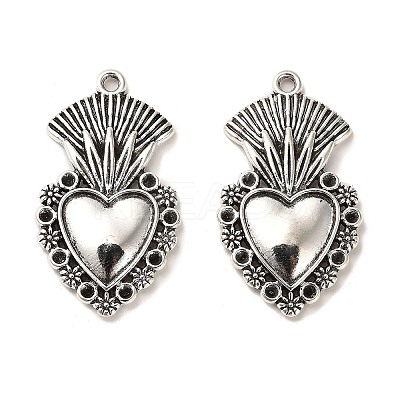 Tibetan Style Alloy Pendant Rhinestone Setting FIND-C043-067AS-1