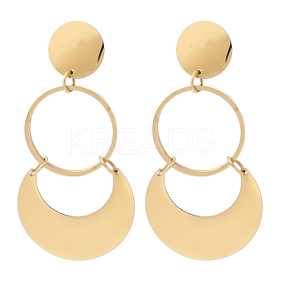 304 Stainless Steel Dangle Stud Earrings EJEW-P315-02A-G-1