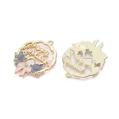 Rack Plating Alloy Enamel Pendants ENAM-N056-370KCG-03-1