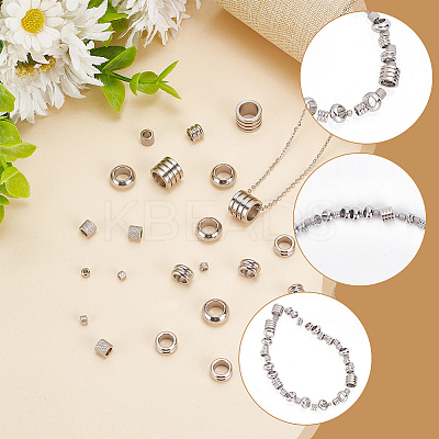 60Pcs 6 Style 304 Stainless Steel Beads STAS-AR0001-83-1