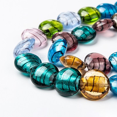 Handmade Silver Foil Glass Beads Strands X-SL109-1