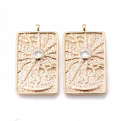 Brass Micro Pave Clear Cubic Zirconia Pendants KK-N232-168G-NF-1