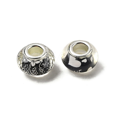 Printed Transparent Resin European Beads RESI-C063-03E-1