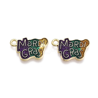 Carnival/Mardi Gras Theme Alloy Enamel & Glitter Powder Pendants ENAM-T020-53I-RS-1