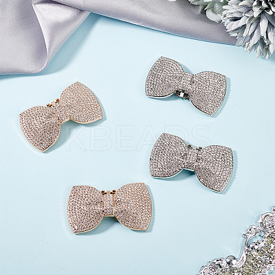 4Pcs 2 Colors Bowknot Alloy Rhinestone Shoe Decoration FIND-GO0002-33-1