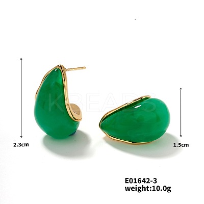 Cute 304 Stainless Steel Vintage Teardrop Geometric Stud Earrings for Women WI0864-3-1