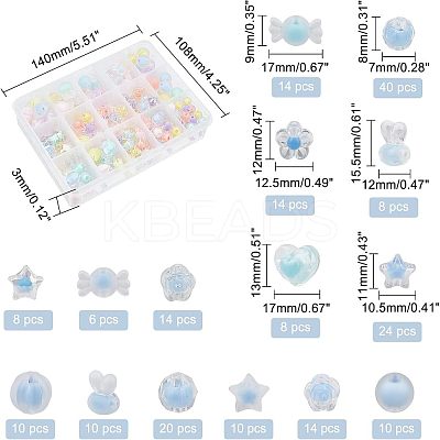 210Pcs 15 Style Transparent Acrylic Beads TACR-CA0001-06-1