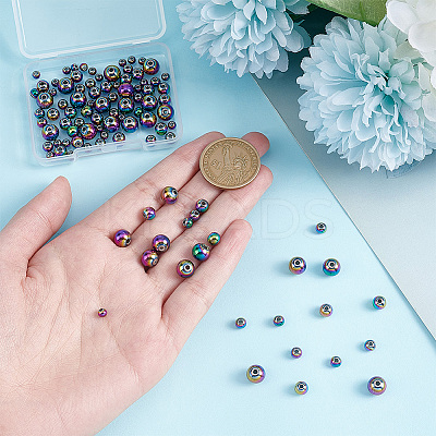 100Pcs 4 Style Rack Plating Rainbow Color 304 Stainless Steel Beads STAS-PH0004-34-1