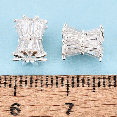 925 Sterling Silver Pave Clear Cubic Zirconia Drum Beads STER-T008-39S-1