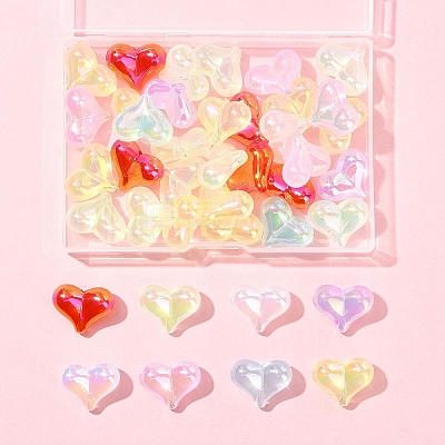 40Pcs UV Plating Rainbow Iridescent Transparent Acrylic Beads MACR-FS0002-19-1