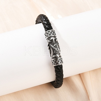 Braided Microfiber Leather Bracelets for Men Women BJEW-H631-01AS-01-1